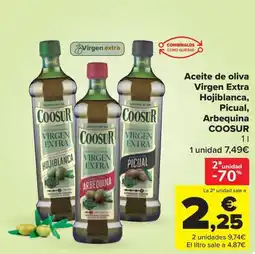 Carrefour Market COOSUR Aceite de oliva Virgen Extra Hojiblanca, Picual, Arbequina oferta