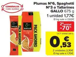 Carrefour Market GALLO Plumas N°6, Spaghetti N°3 o Tallarines oferta