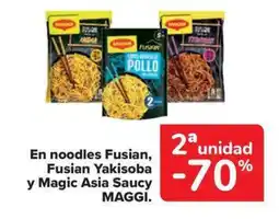 Carrefour Market MAGGI En noodles fusian, fusian yakisoba y magic asia saucy oferta