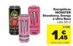 Carrefour Market MONSTER Energéticos Strawberry, Energy o Ultra Rosa oferta
