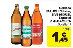 Carrefour Market Cerveza mahou clásica, san miguel especial o alhambra oferta