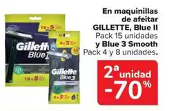 Carrefour Market GILLETTE En maquinillas de afeitar Blue II Pack 15 unidades y Blue 3 Smooth oferta
