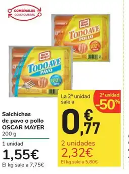 Carrefour Express OSCAR MAYER Salchichas de pavo o pollo oferta