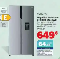 Carrefour CANDY Frigorífico americano CHSBSO-6174XWD oferta