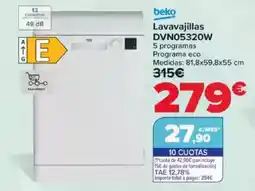 Carrefour BEKO Lavavajillas DVN05320W oferta