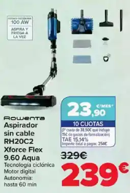 Carrefour ROWENTA Aspirador sin cable RH20C2 Xforce Flex 9.60 Aqua oferta