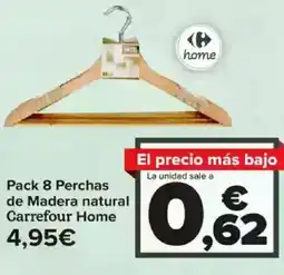 Carrefour Pack 8 Perchas de Madera natural Carrefour Home oferta