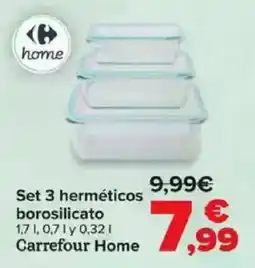 Carrefour Set 3 herméticos borosilicato carrefour home oferta