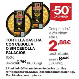 Supercor PALACIOS Tortilla casera con cebolla o sin cebolla oferta