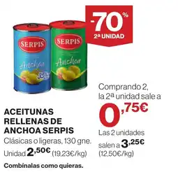 Supercor SERPIS Aceitunas rellenas de anchoa oferta
