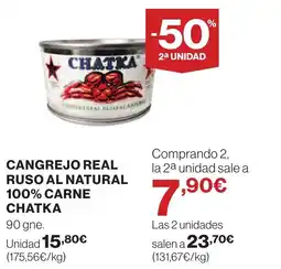Supercor CHATKA Cangrejo real ruso al natural 100% carne oferta