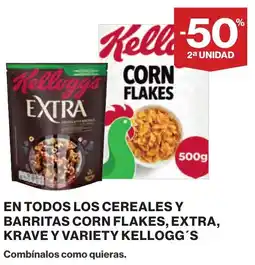Supercor KELLOGG'S En todos los cereales y barritas corn flakes, extra, krave y variety oferta