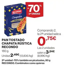 Supercor RECONDO Pan tostado chapata rústica oferta