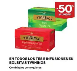 Supercor TWININGS En todos los tés e infusiones en bolsitas oferta
