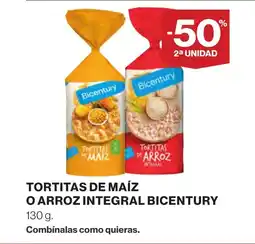 Supercor BICENTURY Tortitas de maíz o arroz integral oferta