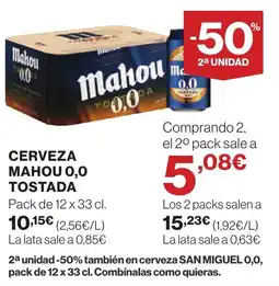 Supercor MAHOU O,O Cerveza tostada oferta