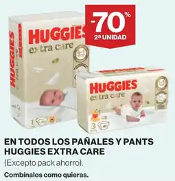 Supercor HUGGIES En todos los pañales y pants extra care oferta