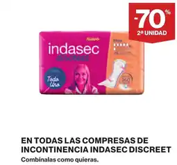 Supercor INDASEC DISCREET En todas las compresas de incontinencia oferta