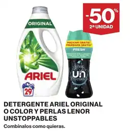 Supercor ARIEL Detergente original o color y perlas lenor unstoppables oferta