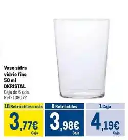 Makro Dkristal - vaso sidra vidrio fino oferta