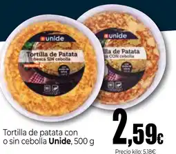 Unide Supermercados UNIDE Tortilla de patata con o sin cebolla oferta