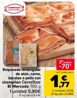 Carrefour Empanada rectangular de atún, carne, bacalao o pollo con champiñón Carrefour El Mercado oferta