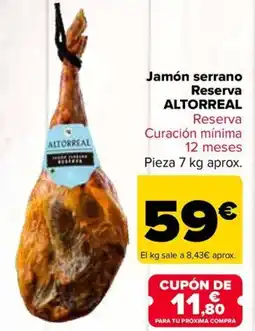 Carrefour ALTORREAL Jamón serrano Reserva oferta