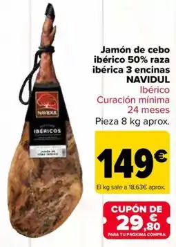 Carrefour NAVIDUL Jamón de cebo ibérico 50% raza ibérica 3 encinas oferta
