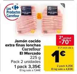 Carrefour Jamón cocido extra finas lonchas Carrefour El Mercado oferta