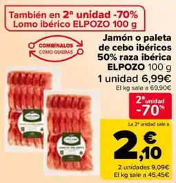 Carrefour ELPOZO Jamón o paleta de cebo ibéricos 50% raza ibérica oferta