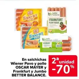 Carrefour En salchichas wiener pavo y pollo oscar mayer y frankfurt y jumbo better balance. oferta