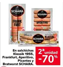 Carrefour SCHARA En salchichas Klassik 1955, Frankfurt, Aperitivo, Picantes y Bratwurst oferta