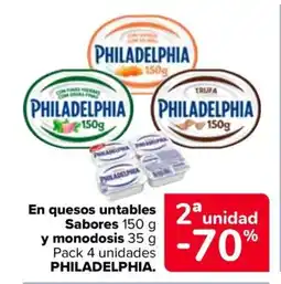 Carrefour PHILADELPHIA En quesos untables sabores y monodosis oferta