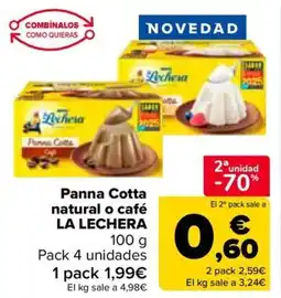 Carrefour LA LECHERA Panna Cotta natural o café oferta