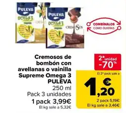 Carrefour PULEVA Cremosos de bombón con avellanas o vainilla Supreme Omega 3 oferta