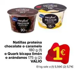 Carrefour VALIO Natillas proteína chocolate o caramelo o Quark bicapa limón o arándanos oferta