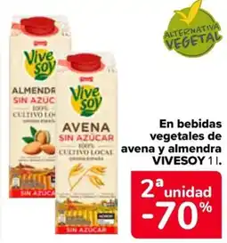 Carrefour VIVESOY En bebidas vegetales de avena y almendra oferta