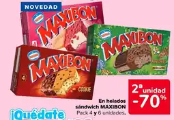 Carrefour MAXIBON En helados sándwich oferta