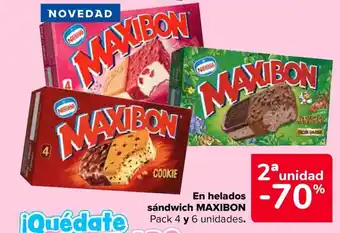 Carrefour MAXIBON En helados sándwich oferta