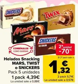 Carrefour MARS, TWIST o SNICKERS Helados Snacking oferta