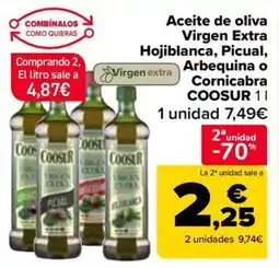 Carrefour COOSUR Aceite de oliva Virgen Extra Hojiblanca, Picual, Arbequina o Cornicabra oferta