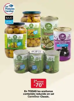 Carrefour En todas las aceitunas contenido reducido en sal carrefour classic. oferta