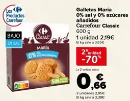 Carrefour Galletas María 0% sal y 0% azúcares añadidos Carrefour Classic oferta