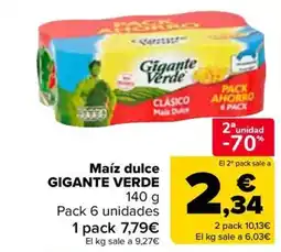Carrefour GIGANTE VERDE Maíz dulce oferta