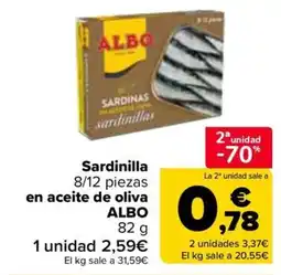 Carrefour ALBO Sardinilla 8/12 piezas en aceite de oliva oferta