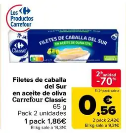 Carrefour Filetes de caballa del Sur en aceite de oliva Carrefour Classic oferta