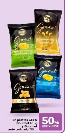 Carrefour LAY'S En patatas Gourmet y Gourmet corte ondulado oferta