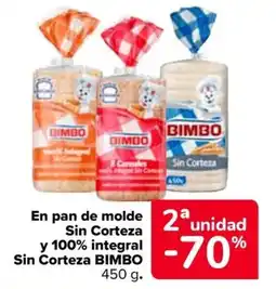 Carrefour BIMBO En pan de molde Sin Corteza y 100% integral Sin Corteza oferta
