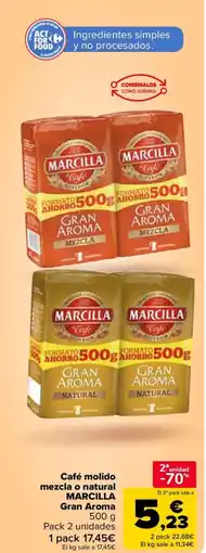 Carrefour MARCILLA Café molido mezcla o natural Gran Aroma oferta