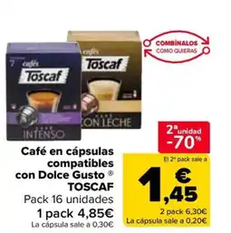 Carrefour TOSCAF Café en cápsulas compatibles con Dolce Gusto oferta